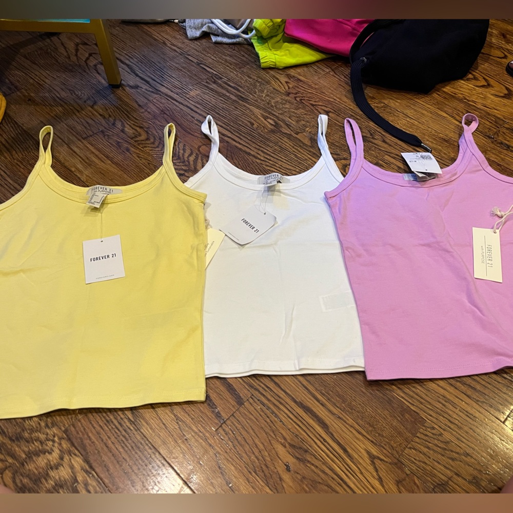 Forever 21 Fitted Tees - Size Small - Pink, Yellow, and White.